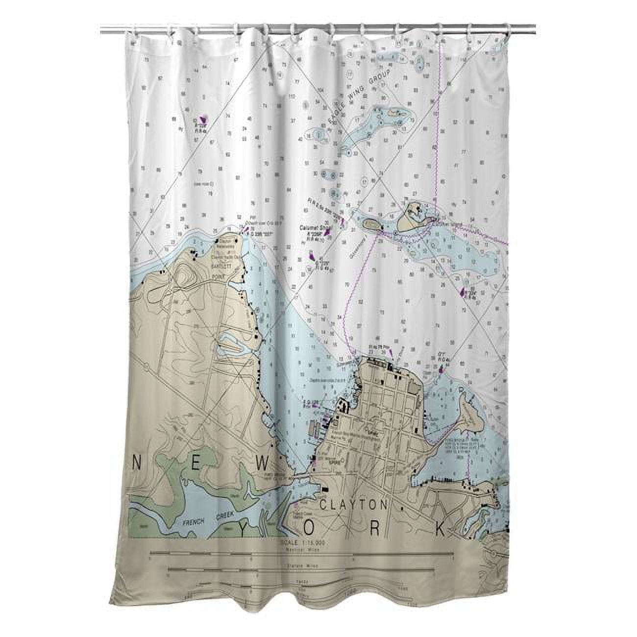 70 x 72 in. Clayton, NY Nautical Map Shower Curtain