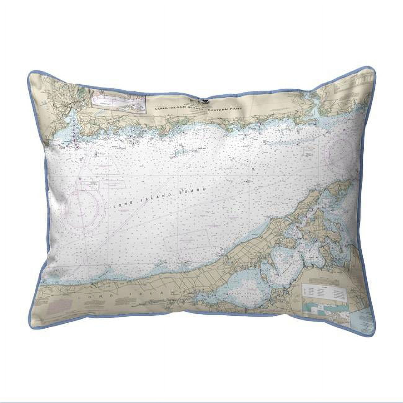 Long Island Sound - Eastern Part - NY Nautical Map Extra Large Zippered Indoor & Outdoor Pillow