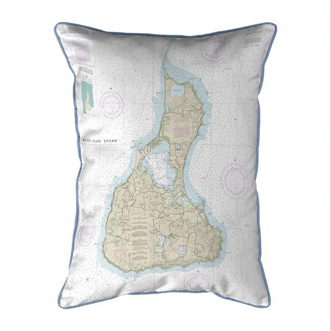 Picture of Betsy Drake HJ13217 16 x 20 in. Block Island No. 2&#44; RI Nautical Map Large Corded Indoor & Outdoor Pillow
