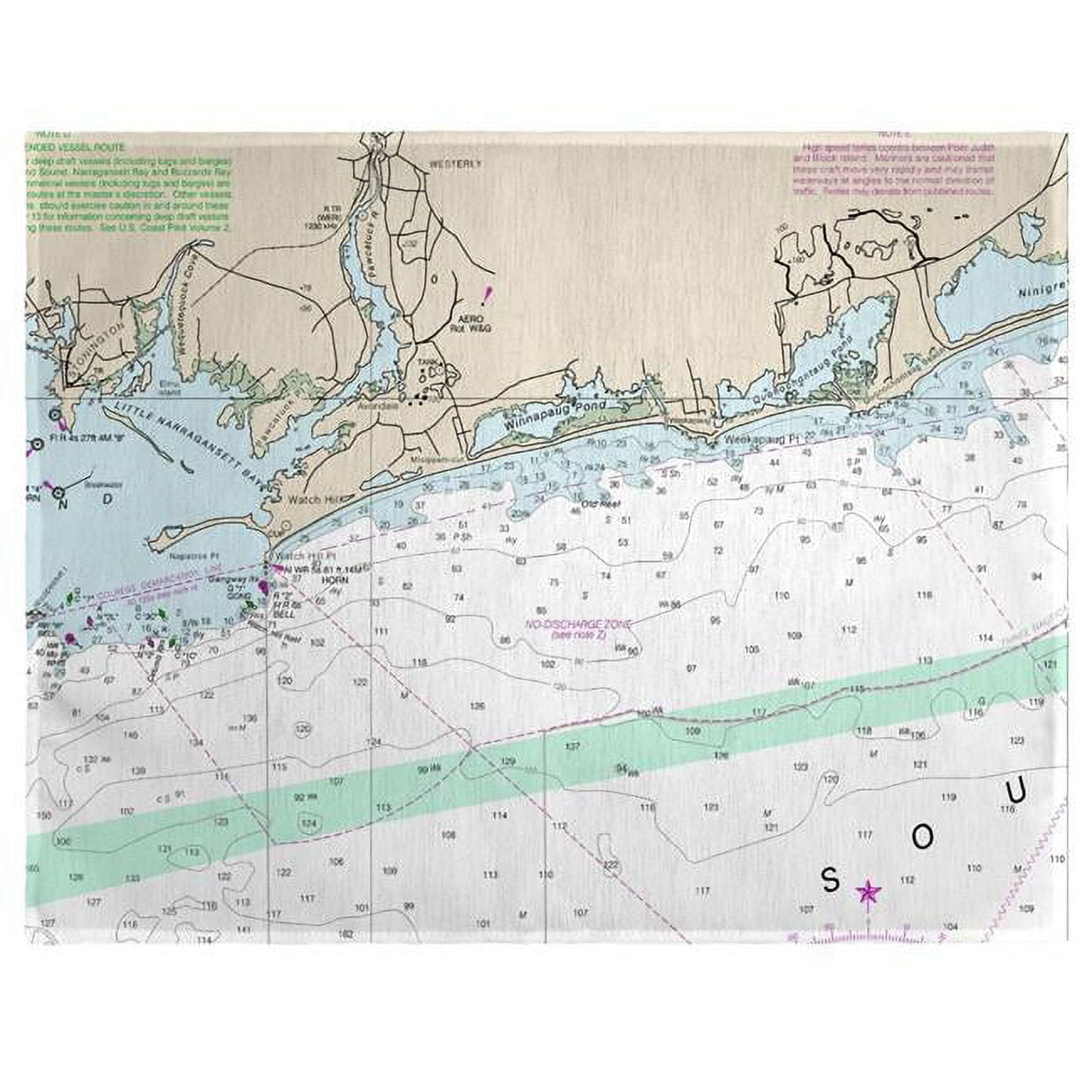 Picture of Betsy Drake PM13205WH 14 x 18 in. Block Island Sound, RI Nautical Map Place Mat - Set of 4
