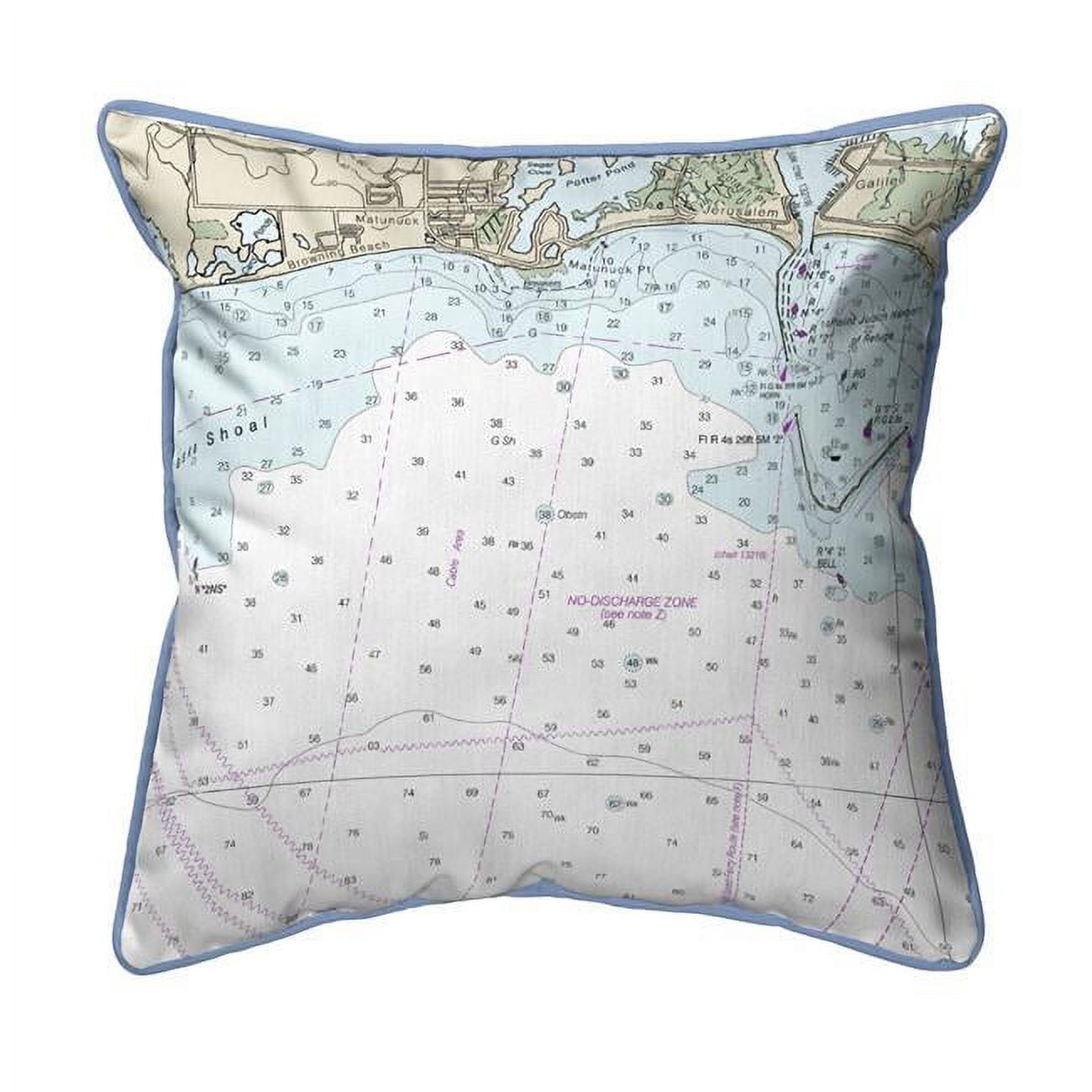 Picture of Betsy Drake HJ13215D 18 x 18 in. Block Island Sound - Matunuck&#44; RI Nautical Map Large Corded Indoor & Outdoor Pillow