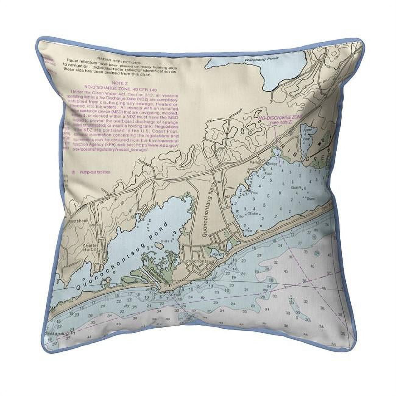 Picture of Betsy Drake HJ13215B 18 x 18 in. Block Island Sound - Quonochontaug&#44; RI Nautical Map Large Corded Indoor & Outdoor Pillow