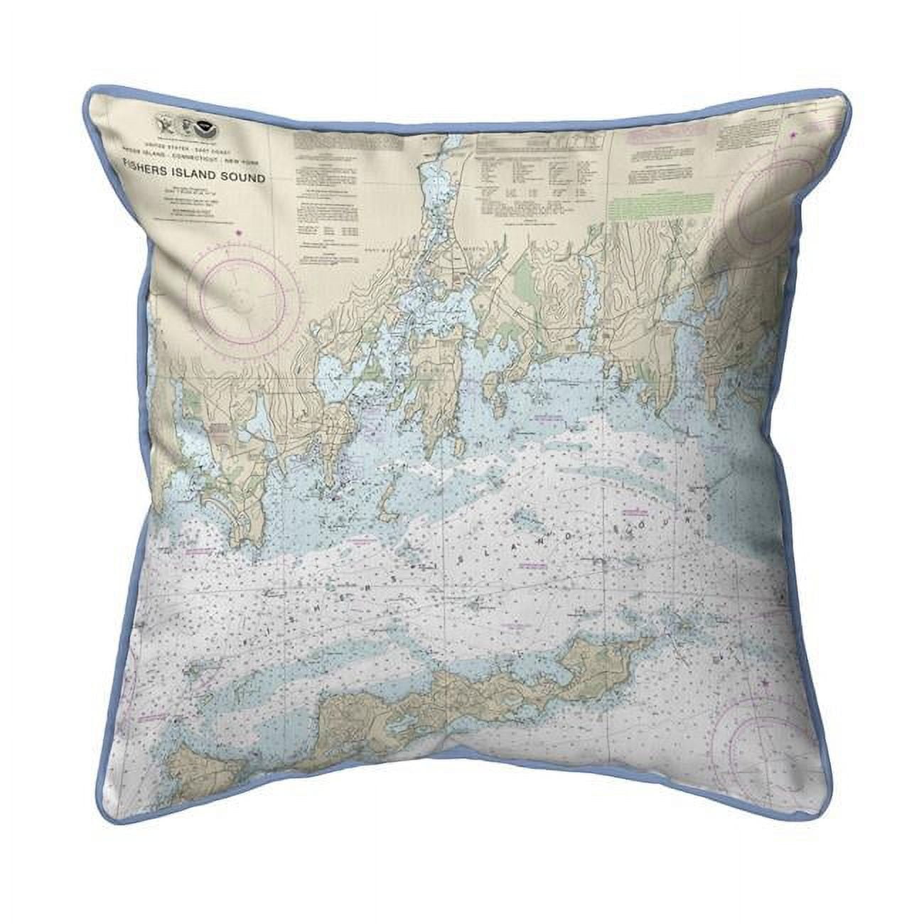 Picture of Betsy Drake HJ13214MH 18 x 18 in. Fishers Island Sound&#44; RI Nautical Map Large Corded Indoor & Outdoor Pillow