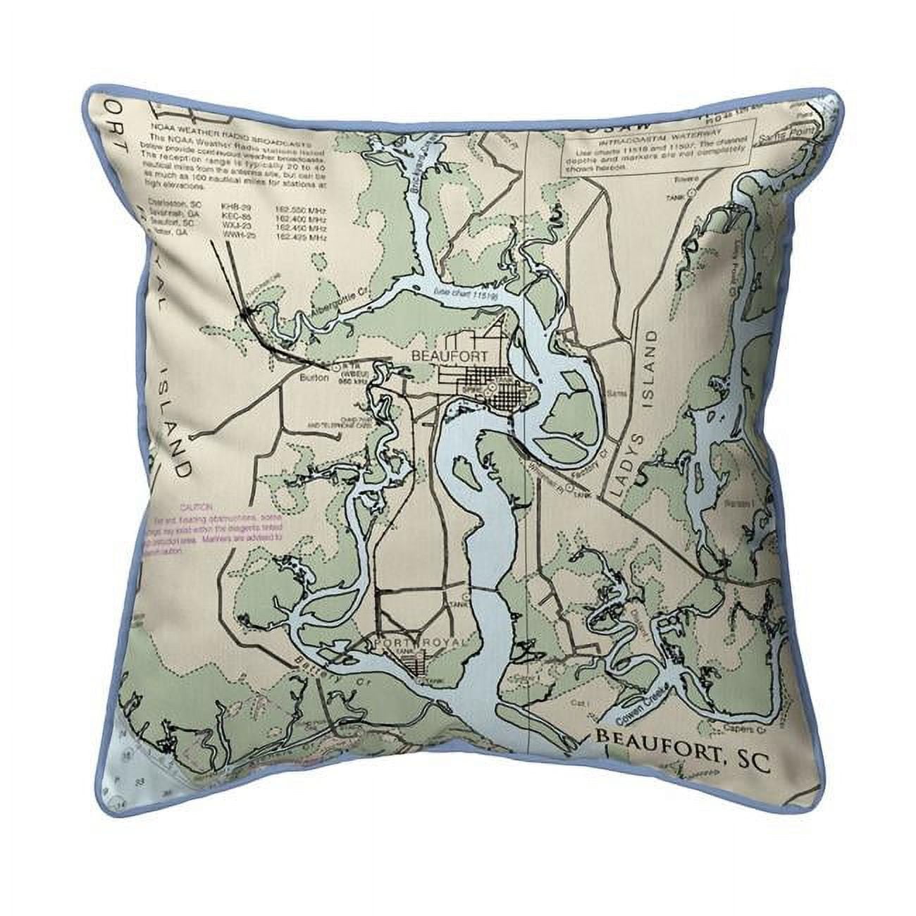 Picture of Betsy Drake HJ11513ZM 18 x 18 in. Beaufort - Detail&#44; SC Nautical Map Large Corded Indoor & Outdoor Pillow