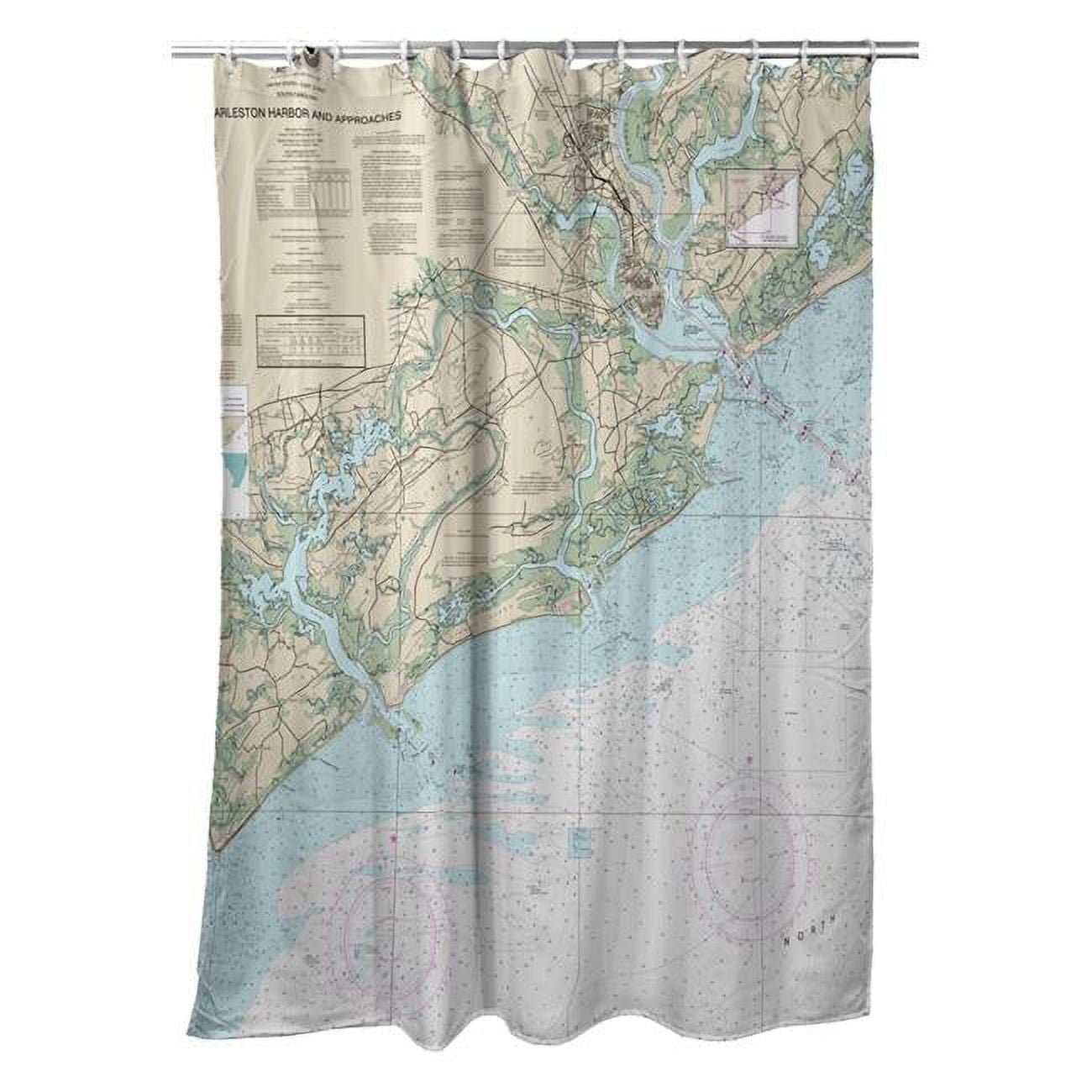 70 x 72 in. Charleston Harbor & Approaches, SC Nautical Map Shower Curtain