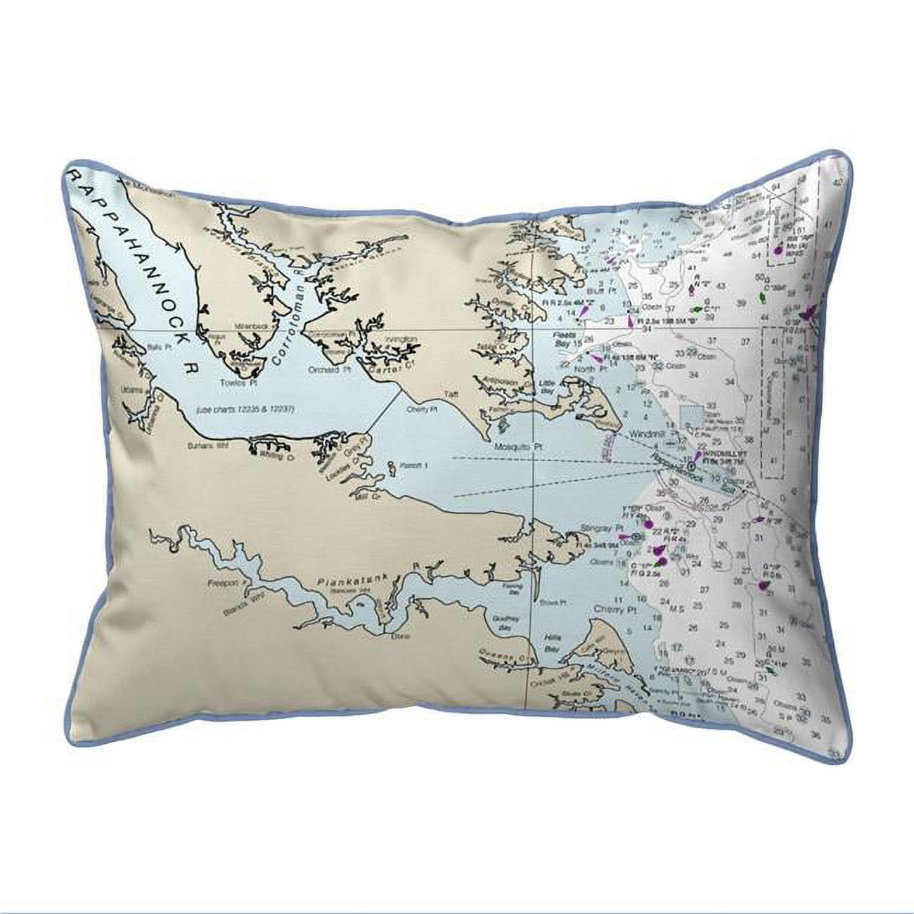 Picture of Betsy Drake HJ12280HF 16 x 20 in. Chesapeake Bay&#44; VA Nautical Map Large Corded Indoor & Outdoor Pillow