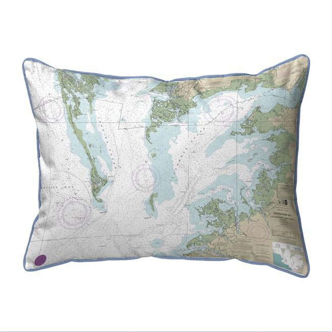 Picture of Betsy Drake HJ240CH 16 x 20 in. Chesapeake Bay - Pocomoke & Tangier Sounds&#44; VA Nautical Map Large Corded Indoor & Outdoor Pillow