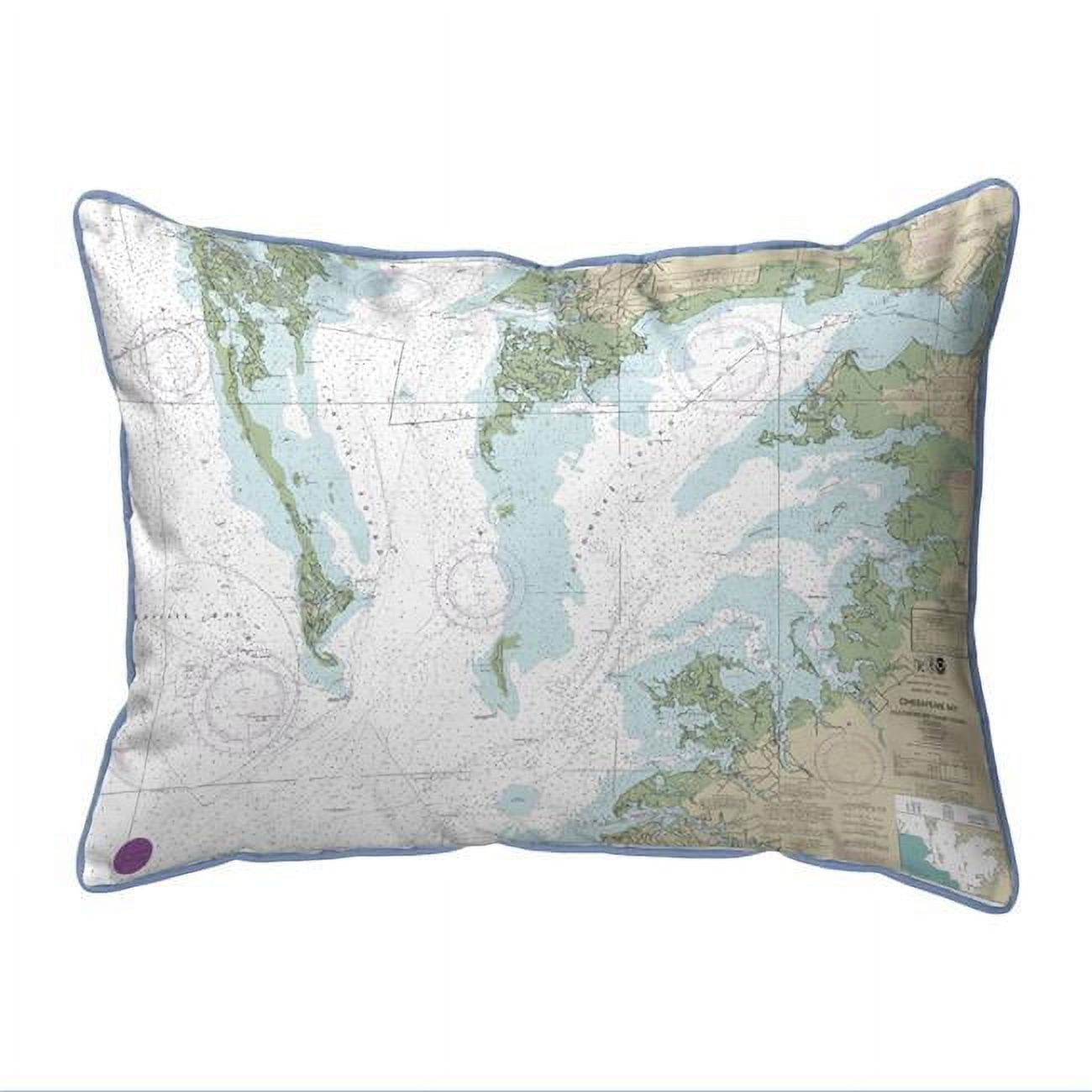 20 x 24 in. Chesapeake Bay - Pocomoke & Tangier Sounds, VA Nautical Map Extra Large Zippered Indoor & Outdoor Pillow