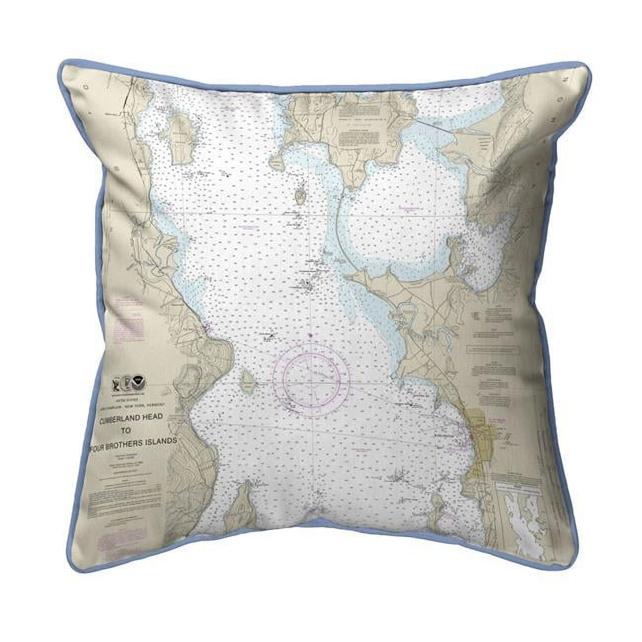 Picture of Betsy Drake HJ14782BT 18 x 18 in. Cumberland Head to Four Brothers Islands&#44; VT Nautical Map Large Corded Indoor & Outdoor Pillow