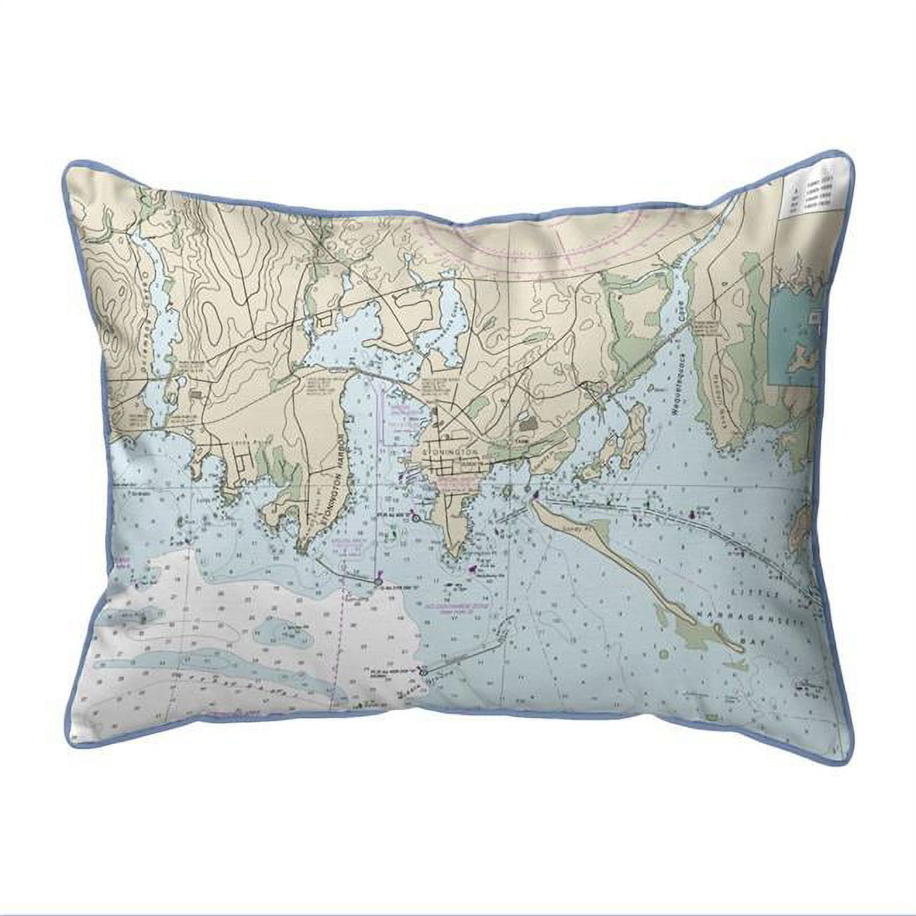 Picture of Betsy Drake HJ13214ST 16 x 20 in. StoninKTon Harbor&#44; CT Nautical Map Large Corded Indoor & Outdoor Pillow