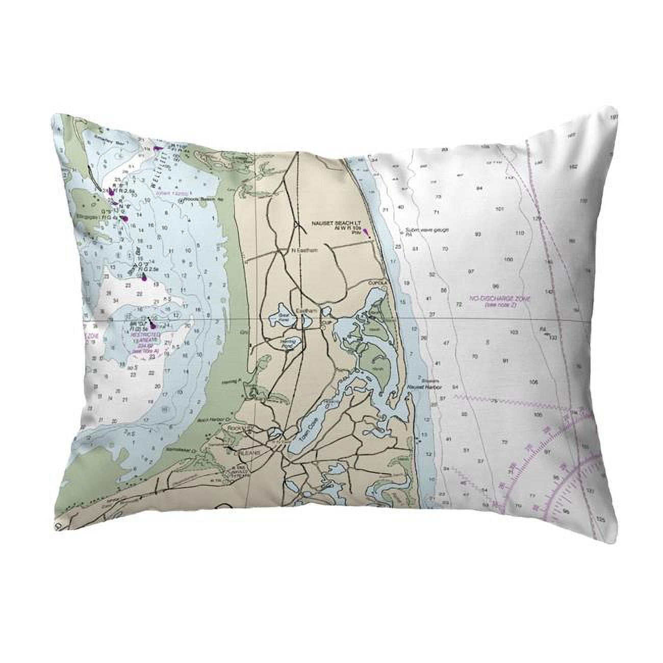 16 x 20 in. Cape Cod - Nauset Beach, MA Nautical Map Noncorded Indoor & Outdoor Pillow