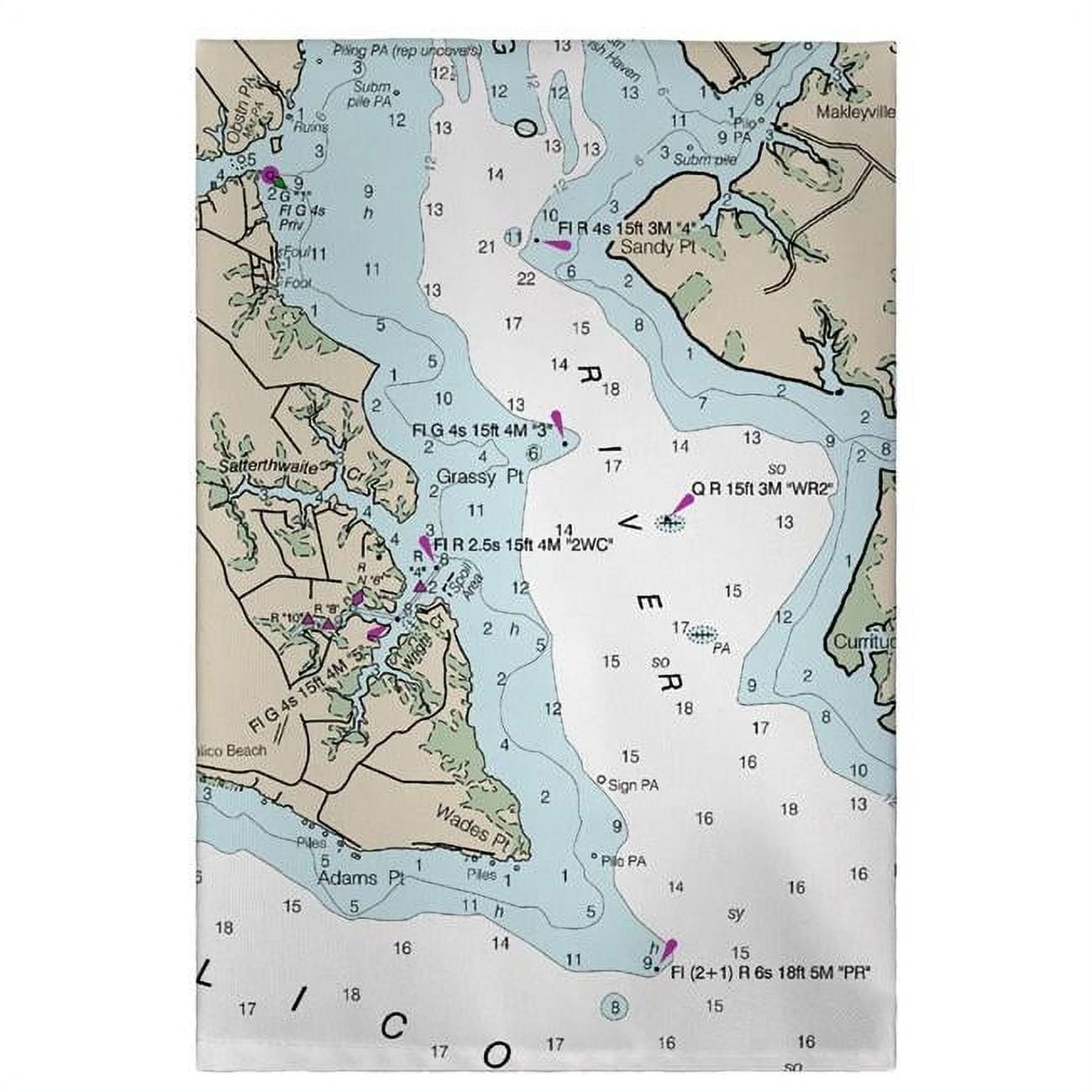 20 x 20 in. Pungo River, NC Nautical Map Guest Towel
