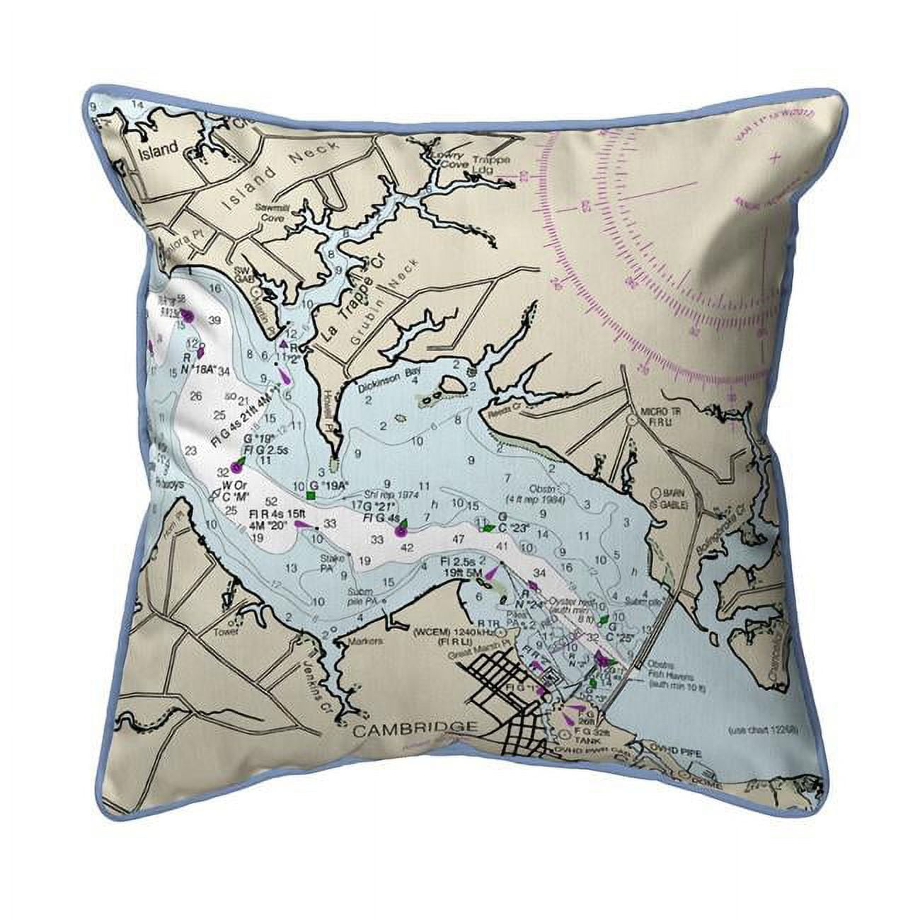 Picture of Betsy Drake HJ12263CT 18 x 18 in. Cambridge&#44; MD Nautical Map Large Indoor & Outdoor Pillow