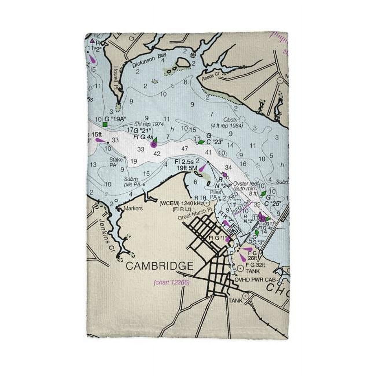 Picture of Betsy Drake KT12263CT 16 x 25 in. Cambridge, MD Nautical Map Kitchen Towel