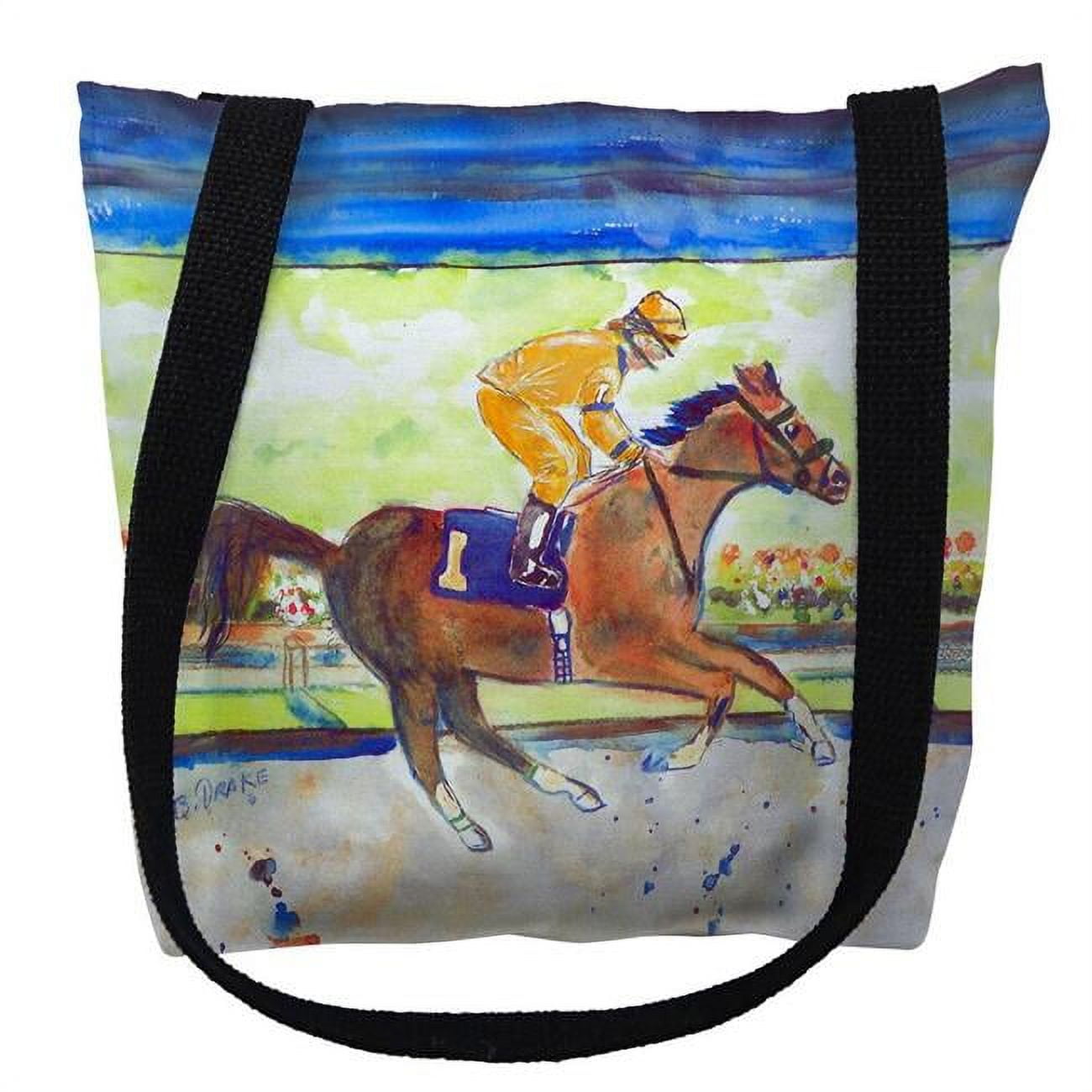16 x 16 in. Racing Horse Gold Tote Bag - Medium