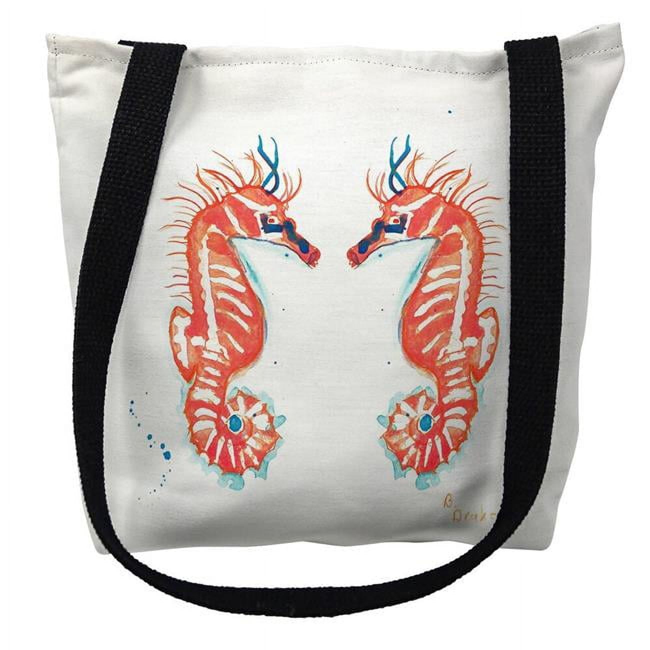 16 x 16 in. Coral Sea Horses Tote Bag - Medium