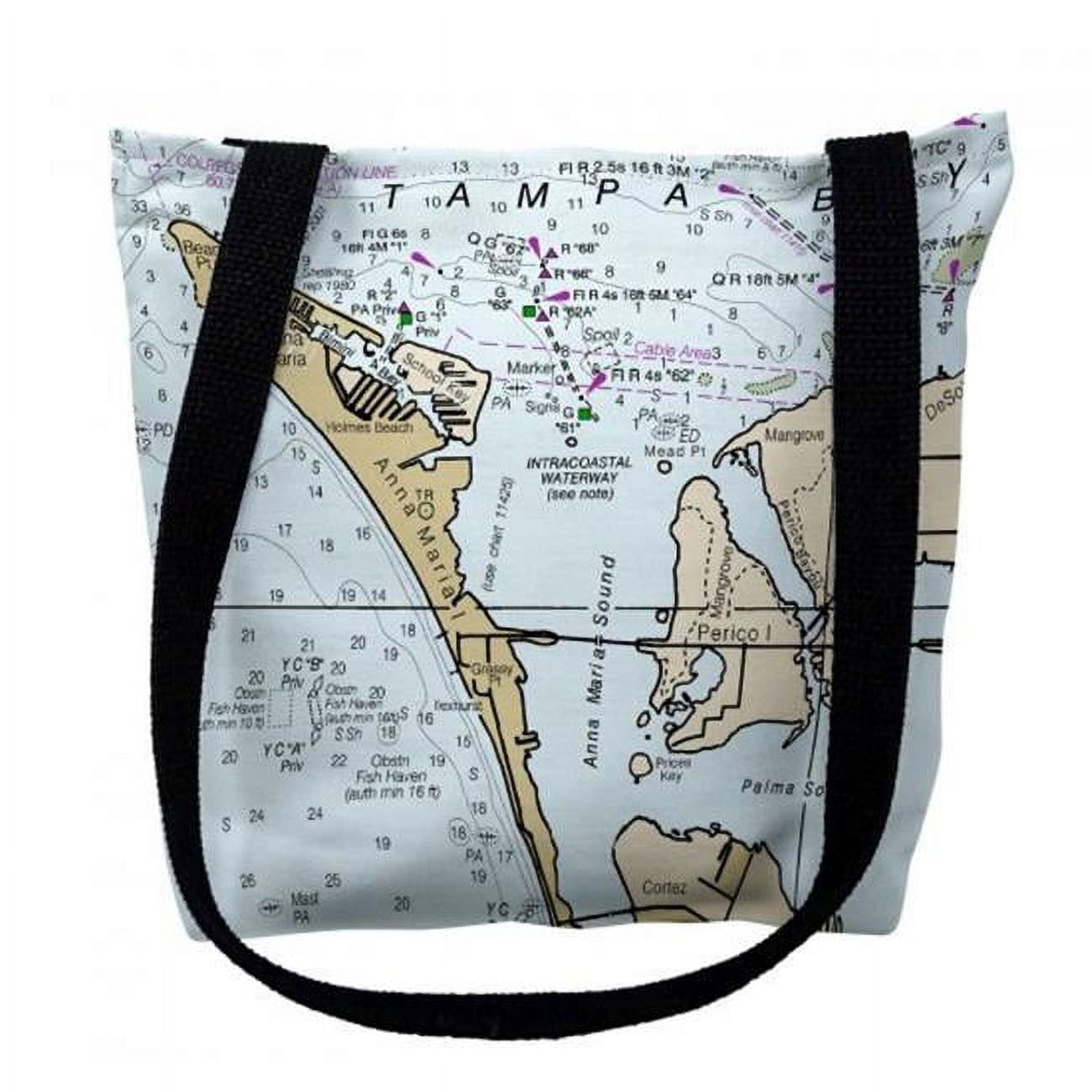 16 x 16 in. Anna Maria Island Florida Nautical Map Tote Bag - Medium