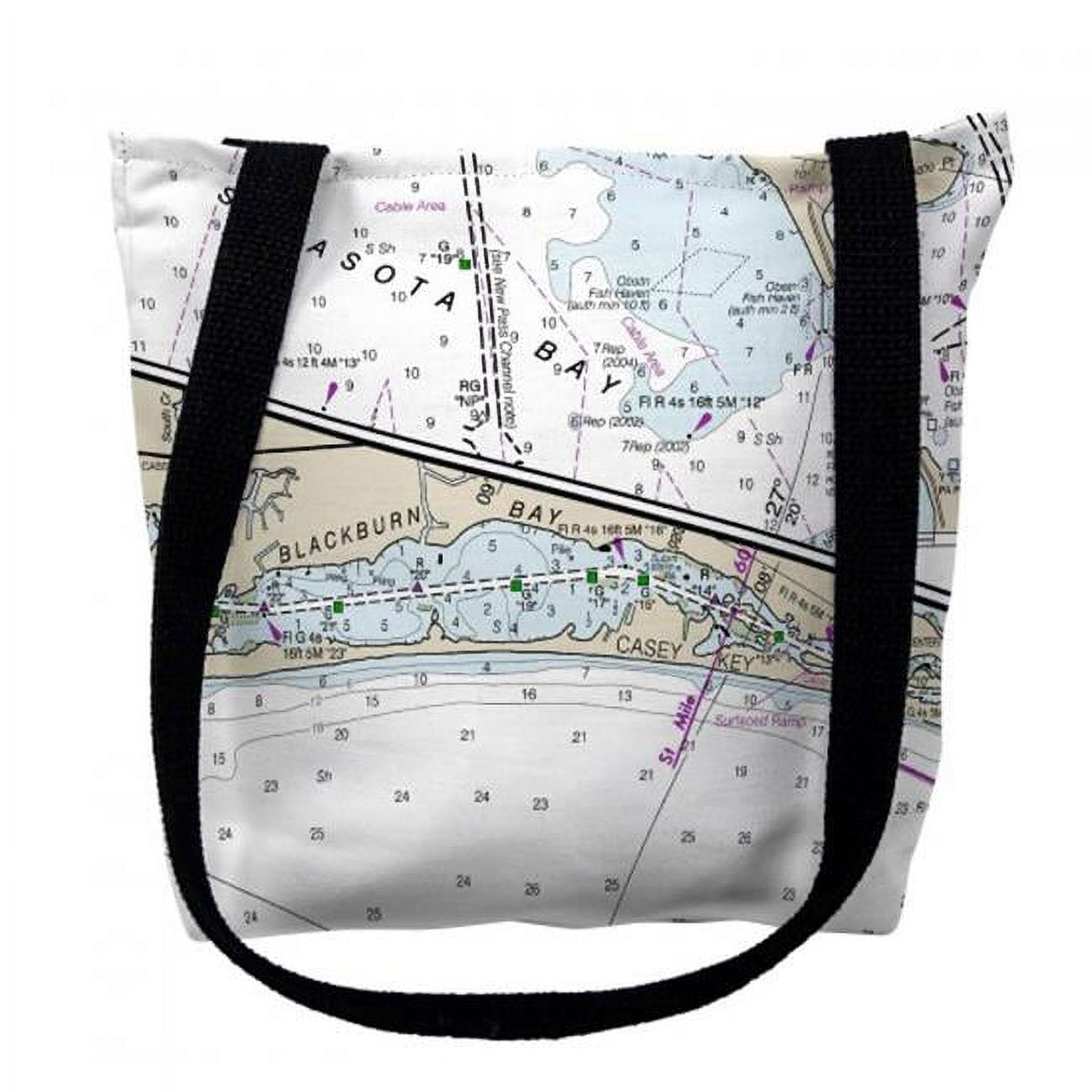 Blackburn Bay Florida Nautical Map Tote Bag - Medium