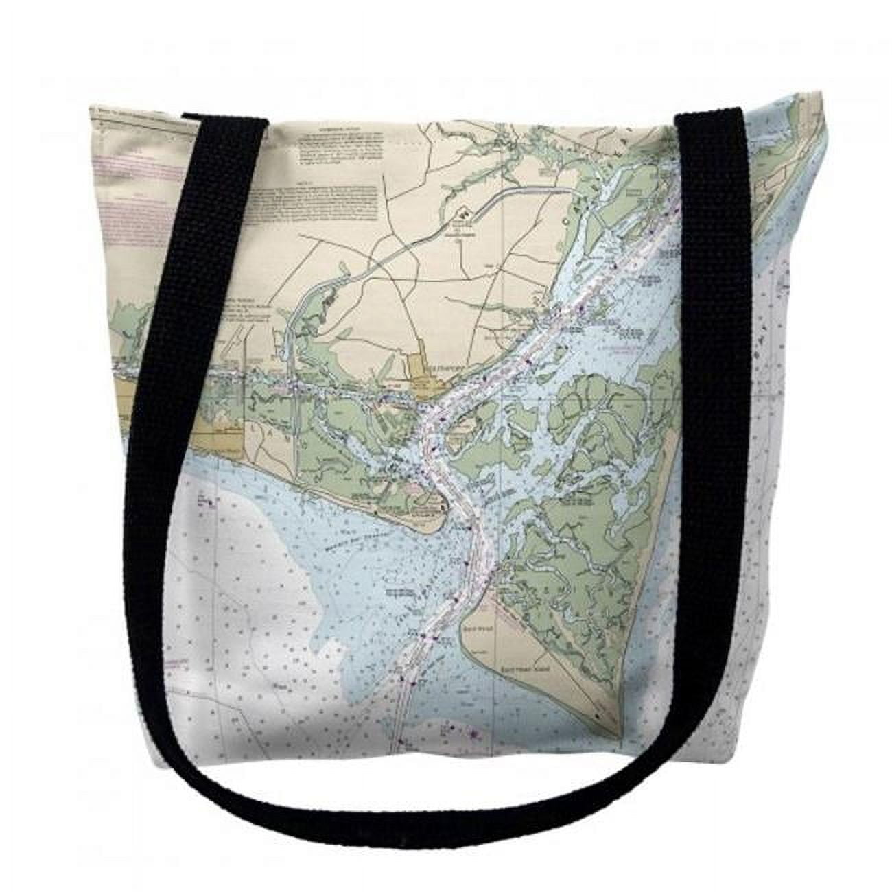 16 x 16 in. Baldhead Island North Carolina Nautical Map Tote Bag - Medium