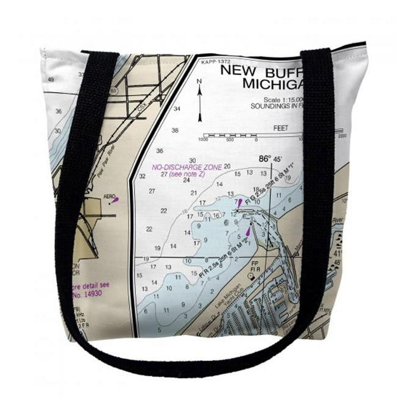 16 x 16 in. New Buffalo Michigan Nautical Map Tote Bag - Medium