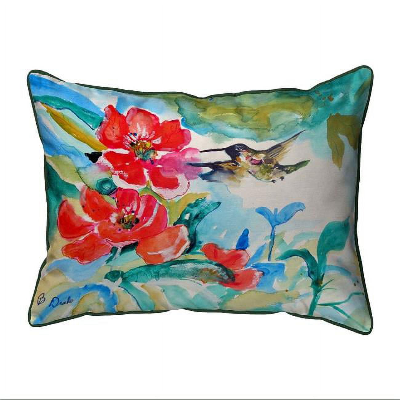 20 x 24 in. Hummingbird & Red Flower Extra Large Zippered Pillow