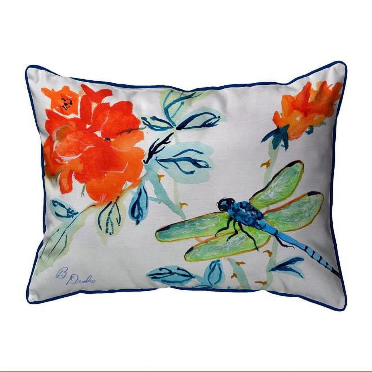 20 x 24 in. Dragonfly & Red Flower Extra Large Zippered Pillow