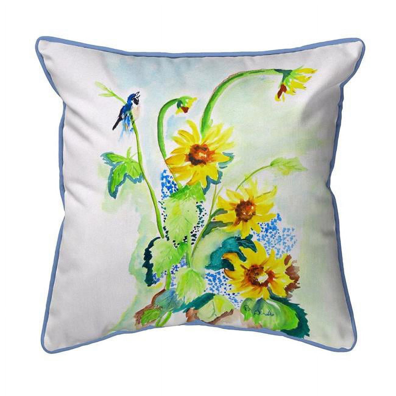 22 x 22 in. Sunflower & Bird Extra Large Zippered Pillow