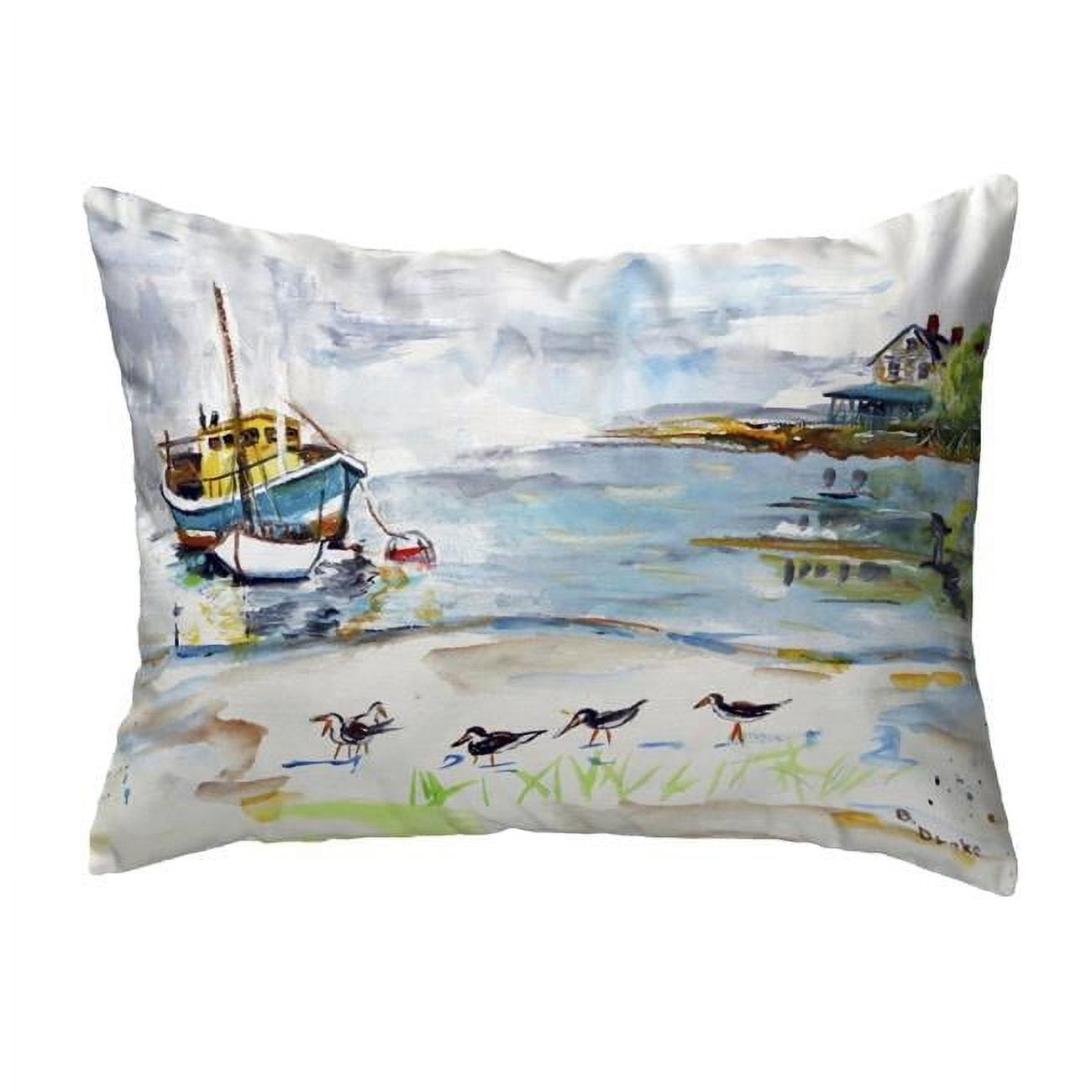 11 x 14 in. Boat & Sandpipers Small No-Cord Pillow