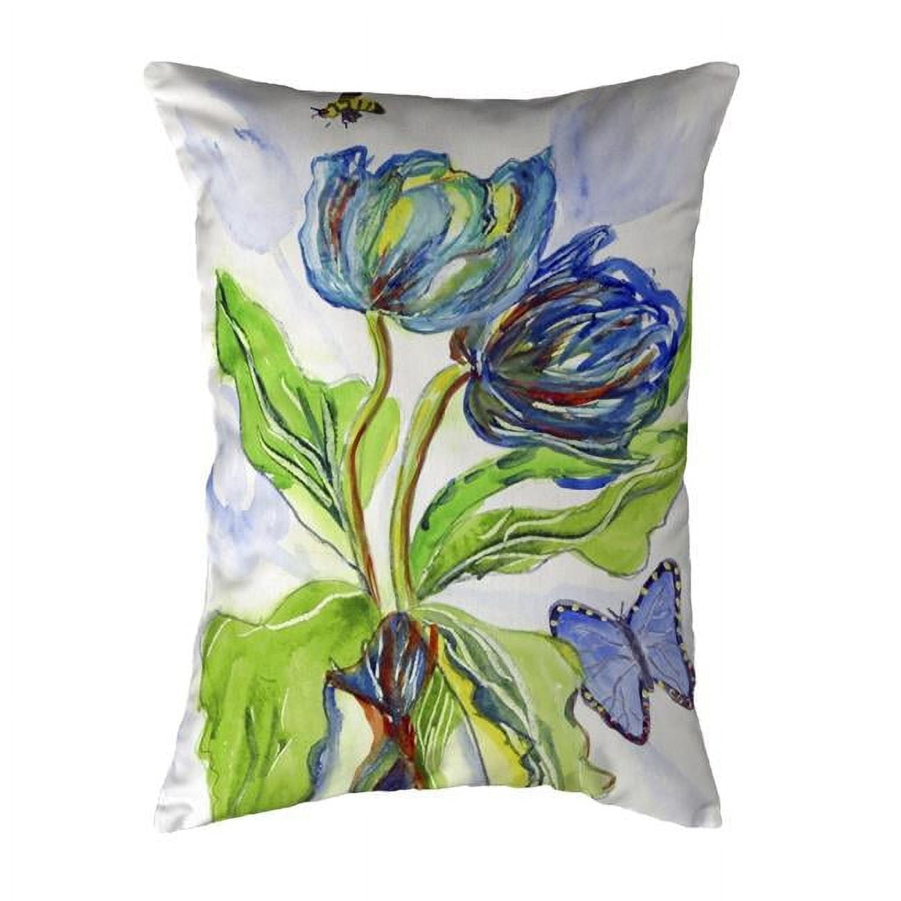 11 x 14 in. Tulips & Morpho Small No-Cord Pillow