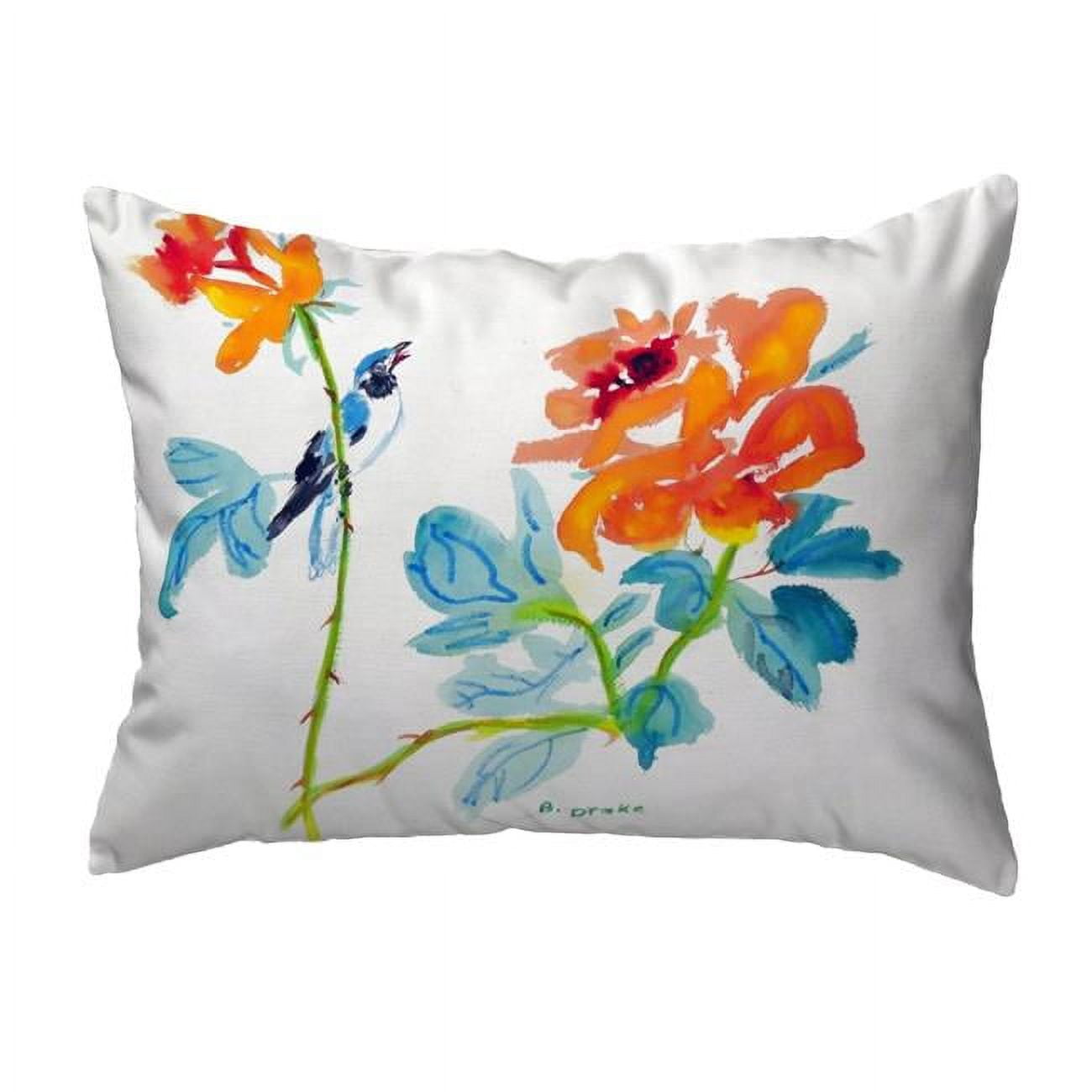 11 x 14 in. Bird & Roses Small No-Cord Pillow