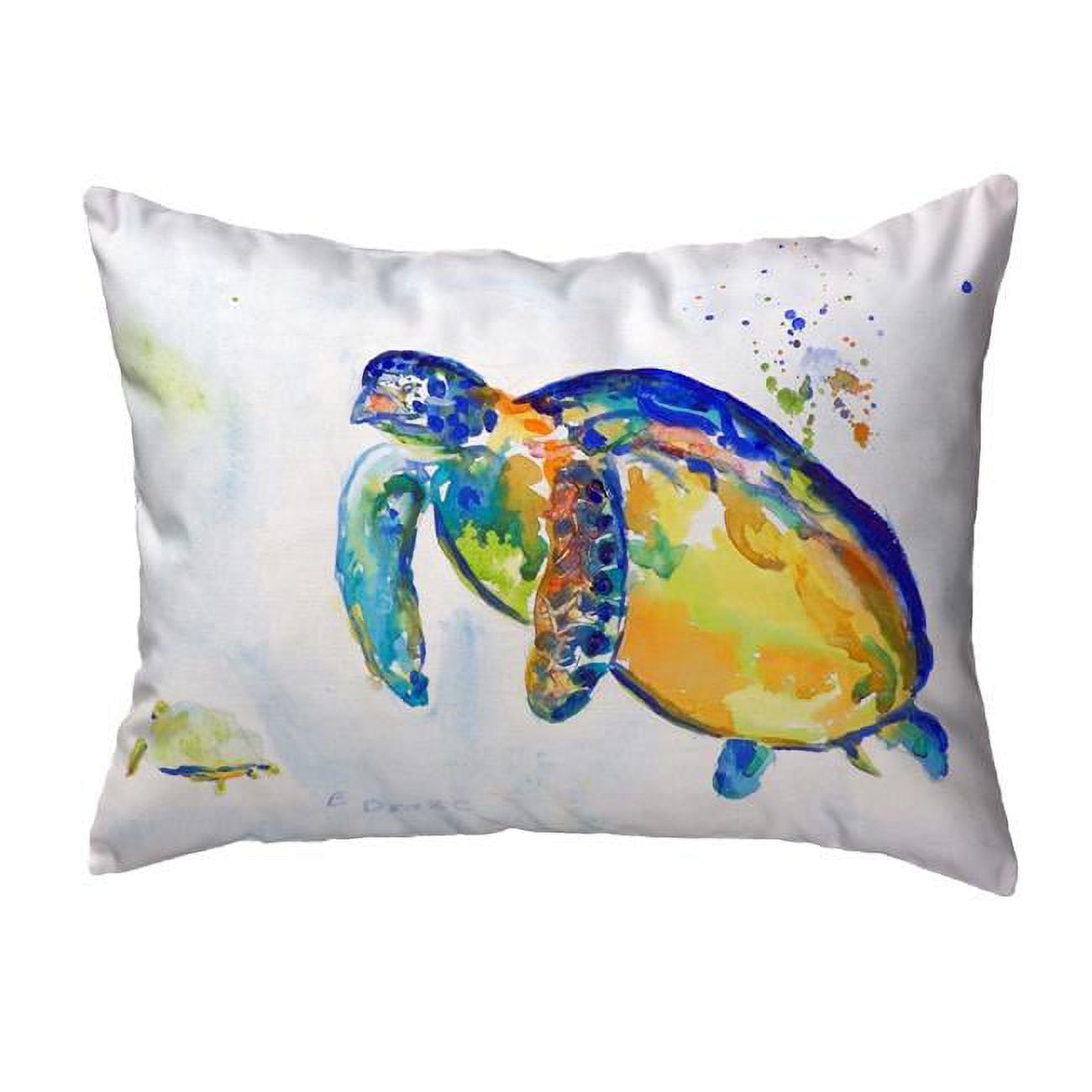 11 x 14 in. Blue Sea Turtle II Small No-Cord Pillow