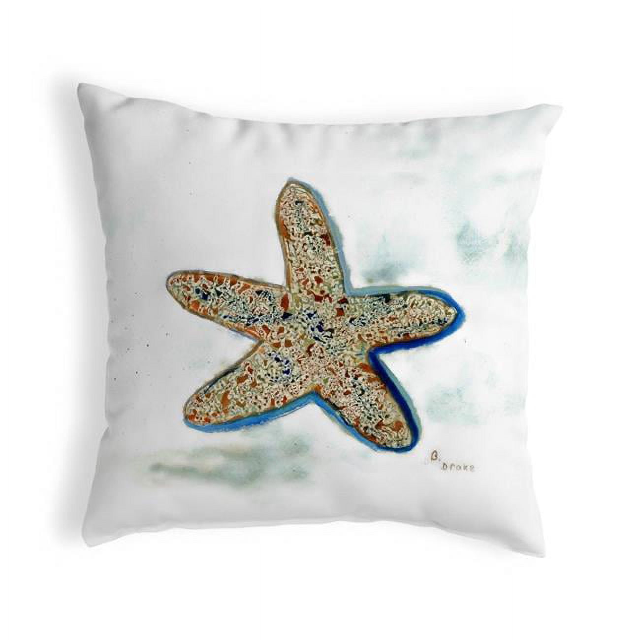 12 x 12 in. Betsys Starfish Small No-Cord Pillow