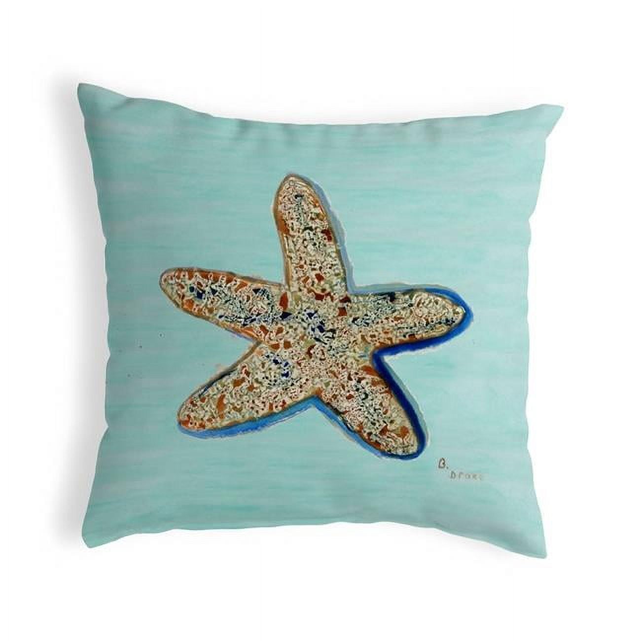 12 x 12 in. Starfish Teal Small No-Cord Pillow