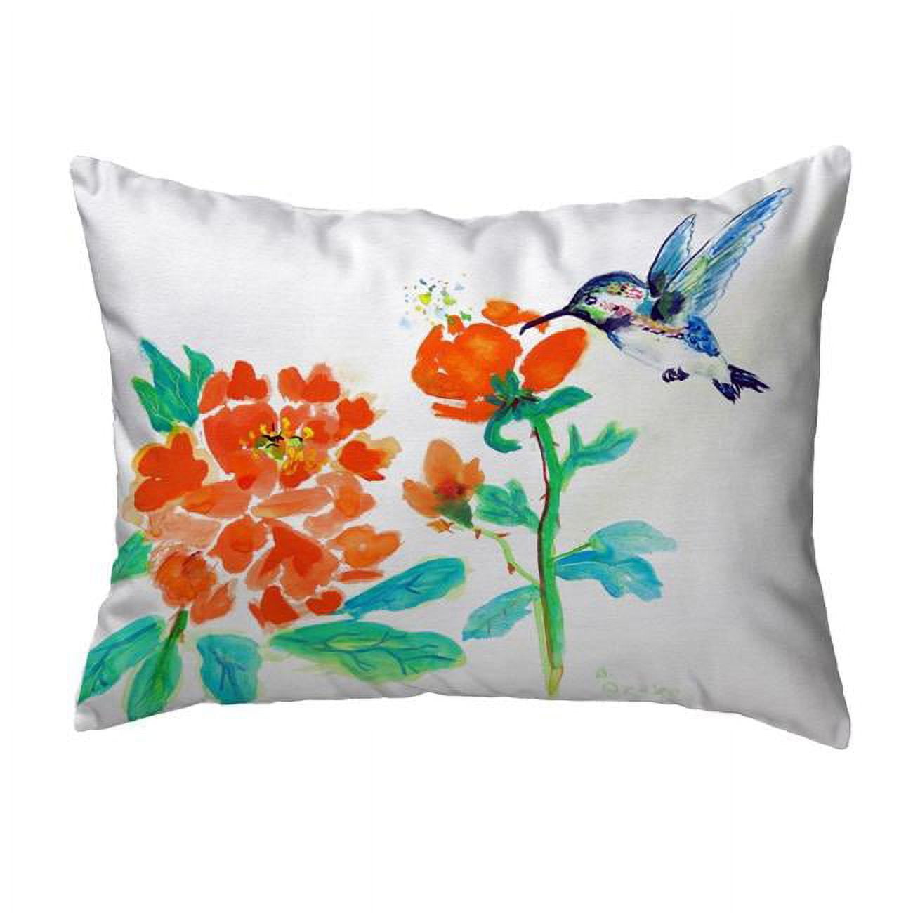 11 x 14 in. Hummingbird & Red Flower Small No-Cord Pillow