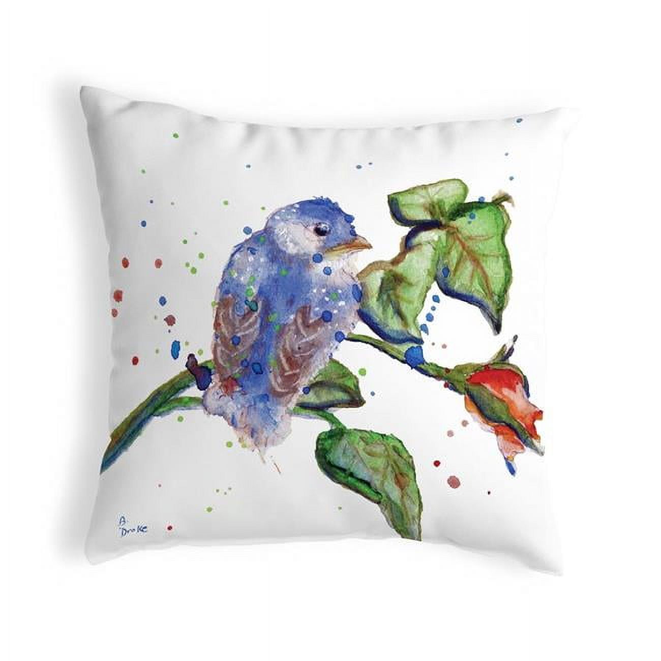 12 x 12 in. Betsys Blue Bird Small No-Cord Pillow
