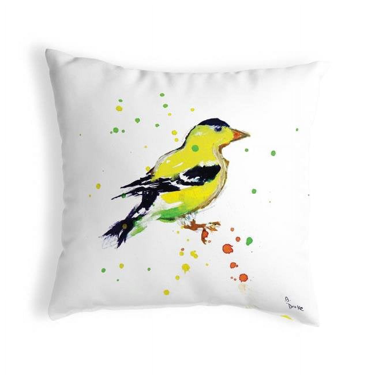 12 x 12 in. Betsys Goldfinch Small No-Cord Pillow