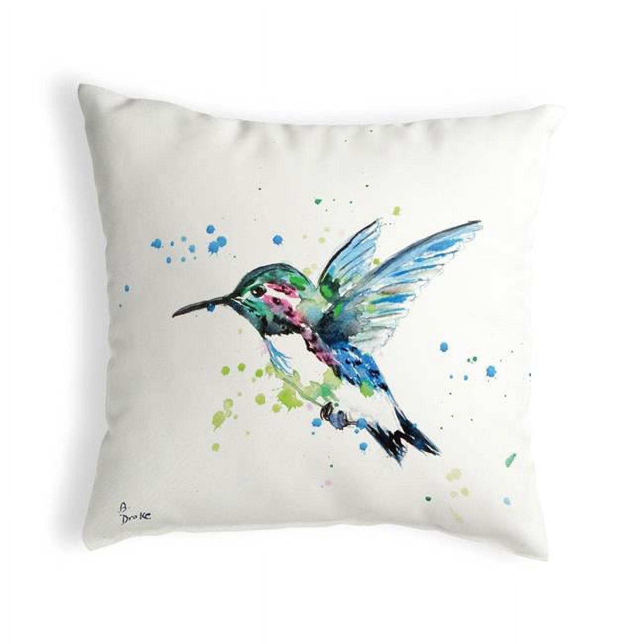 12 x 12 in. Green Hummingbird Small No-Cord Pillow
