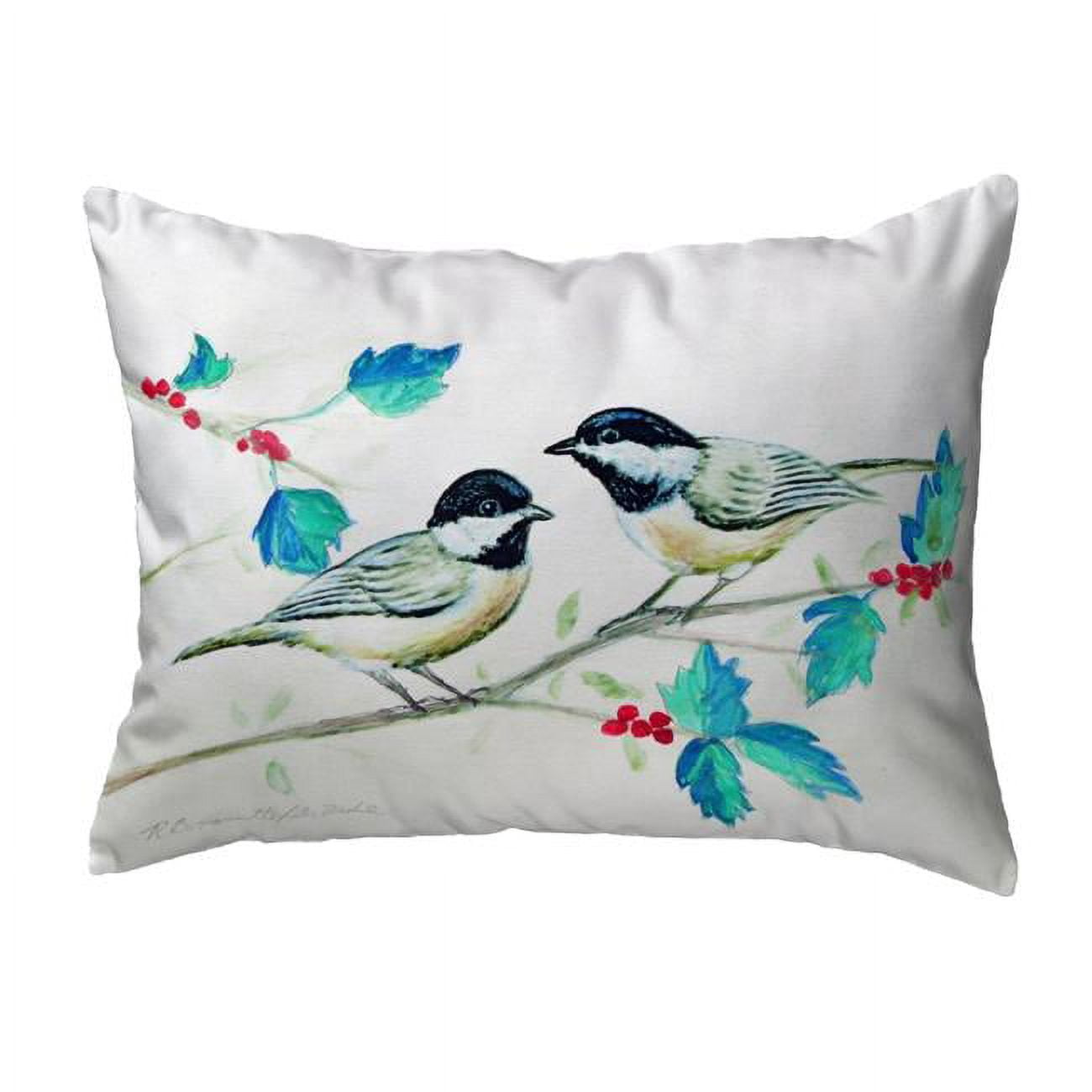 11 x 14 in. Christmas Chickadees Non-Corded Pillow