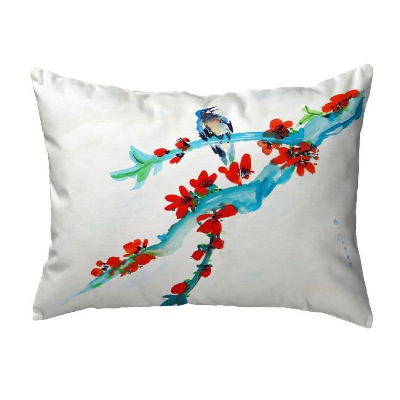 11 x 14 in. Red Buds & Bird Small No-Cord Pillow