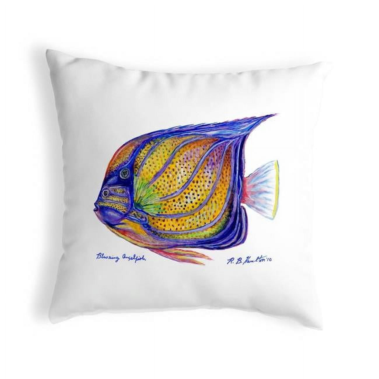 12 x 12 in. Blue Ring Angelfish Small No-Cord Pillow