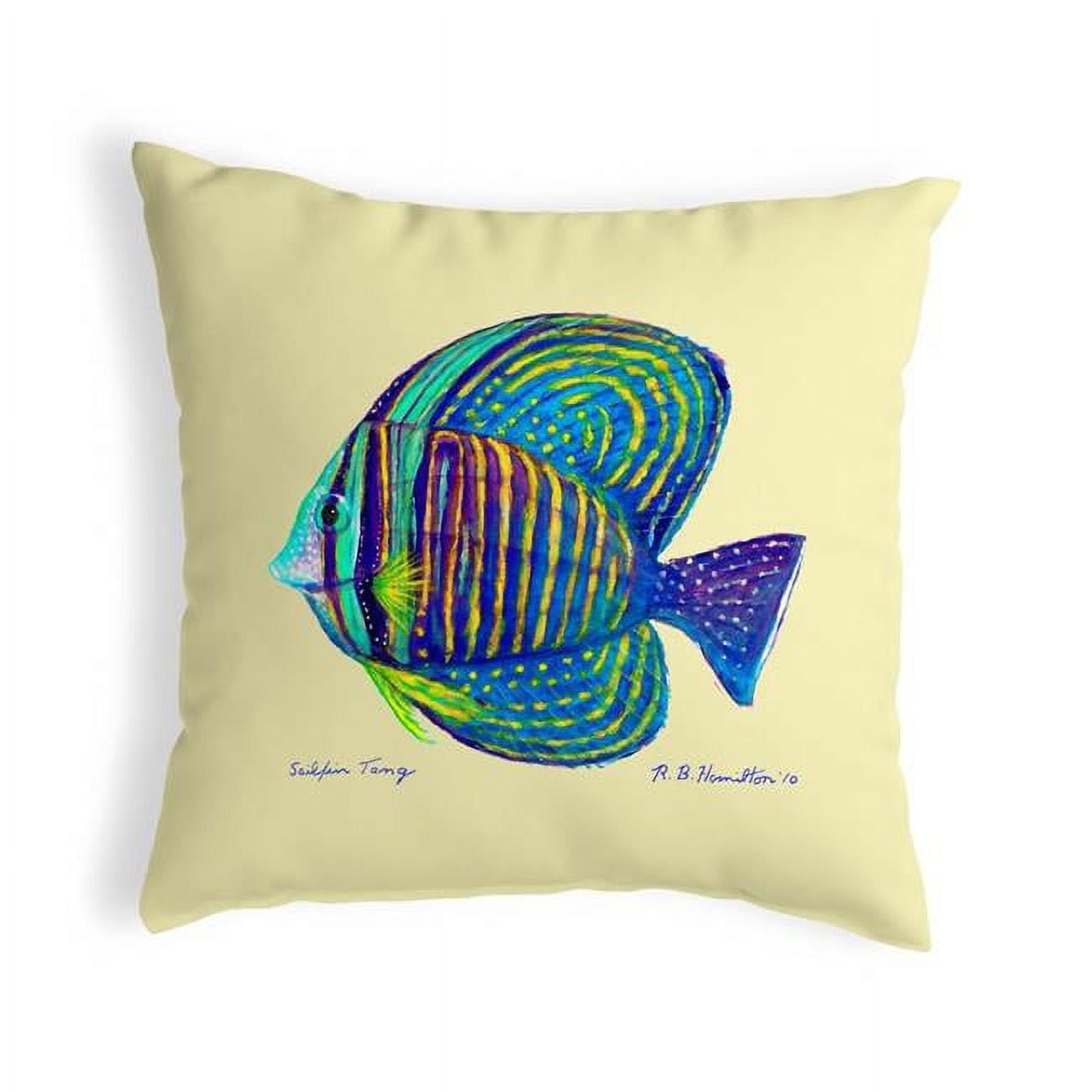 12 x 12 in. Sailfin Tang - Yellow Small No-Cord Pillow