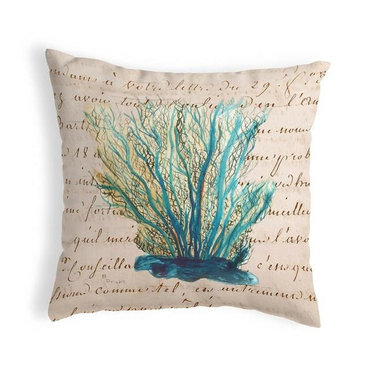12 x 12 in. Blue Coral Beige Small No-Cord Pillow