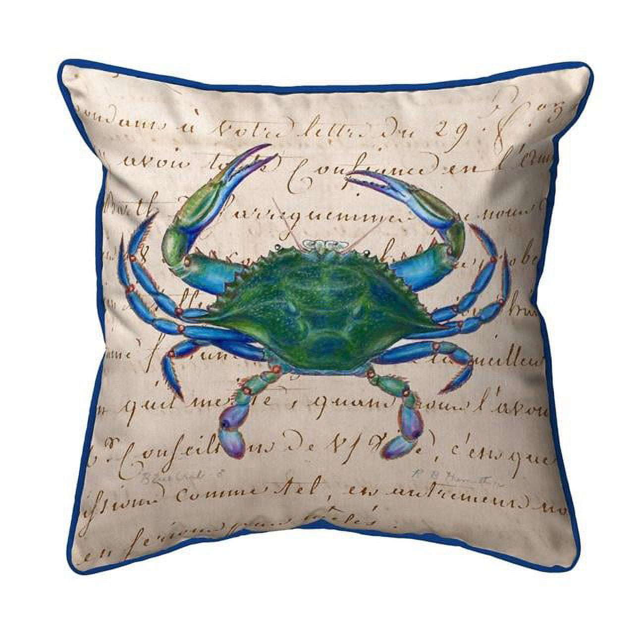 22 x 22 in. Male Blue Crab Beige Extra Large Zippered Pillow