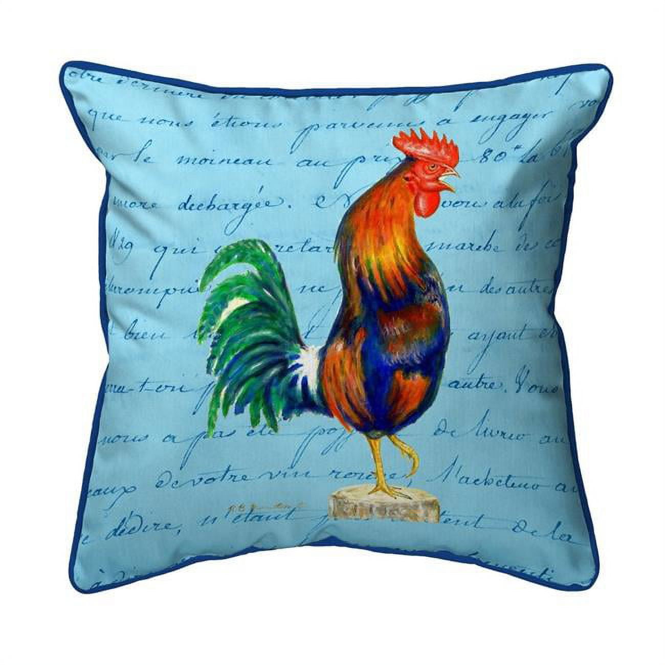 22 x 22 in. Blue Rooster Script - Extra Large Zippered Pillow