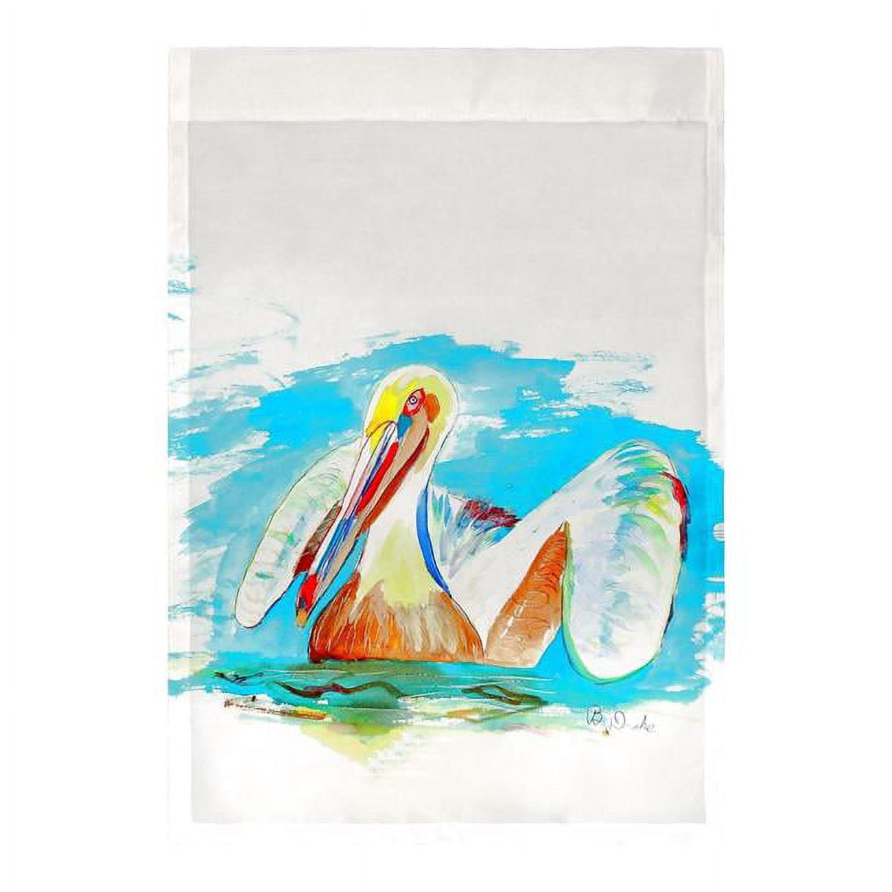 12.5 x 18 in. Pelican in Teal Flag