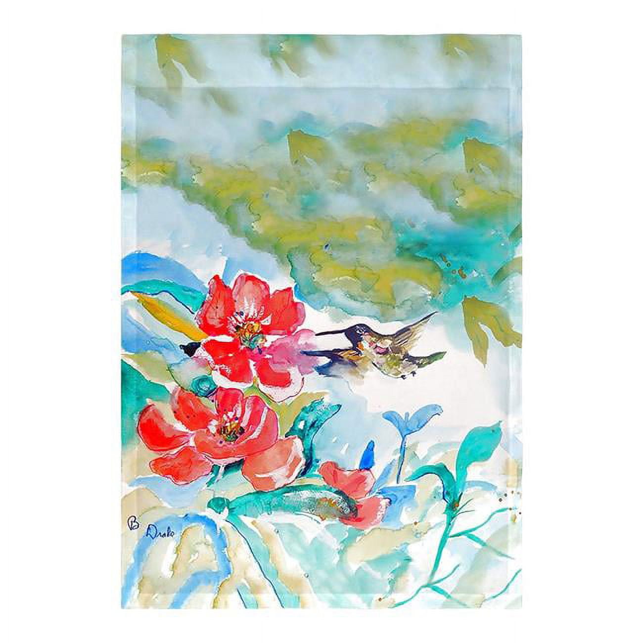 Betsy Drake FL1007 12.5 x 18 in. Hummingbird & Red Flag