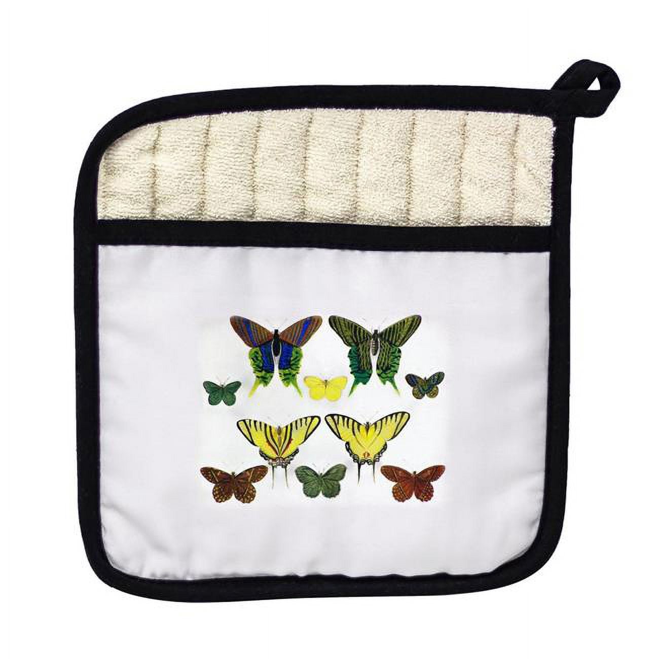 Picture of Betsy Drake PT028AP Green Butterflies Pot Holder