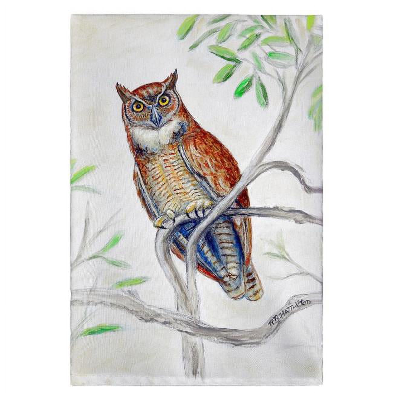 Picture of Betsy Drake GT714 Great Horned Owl Guest Towel