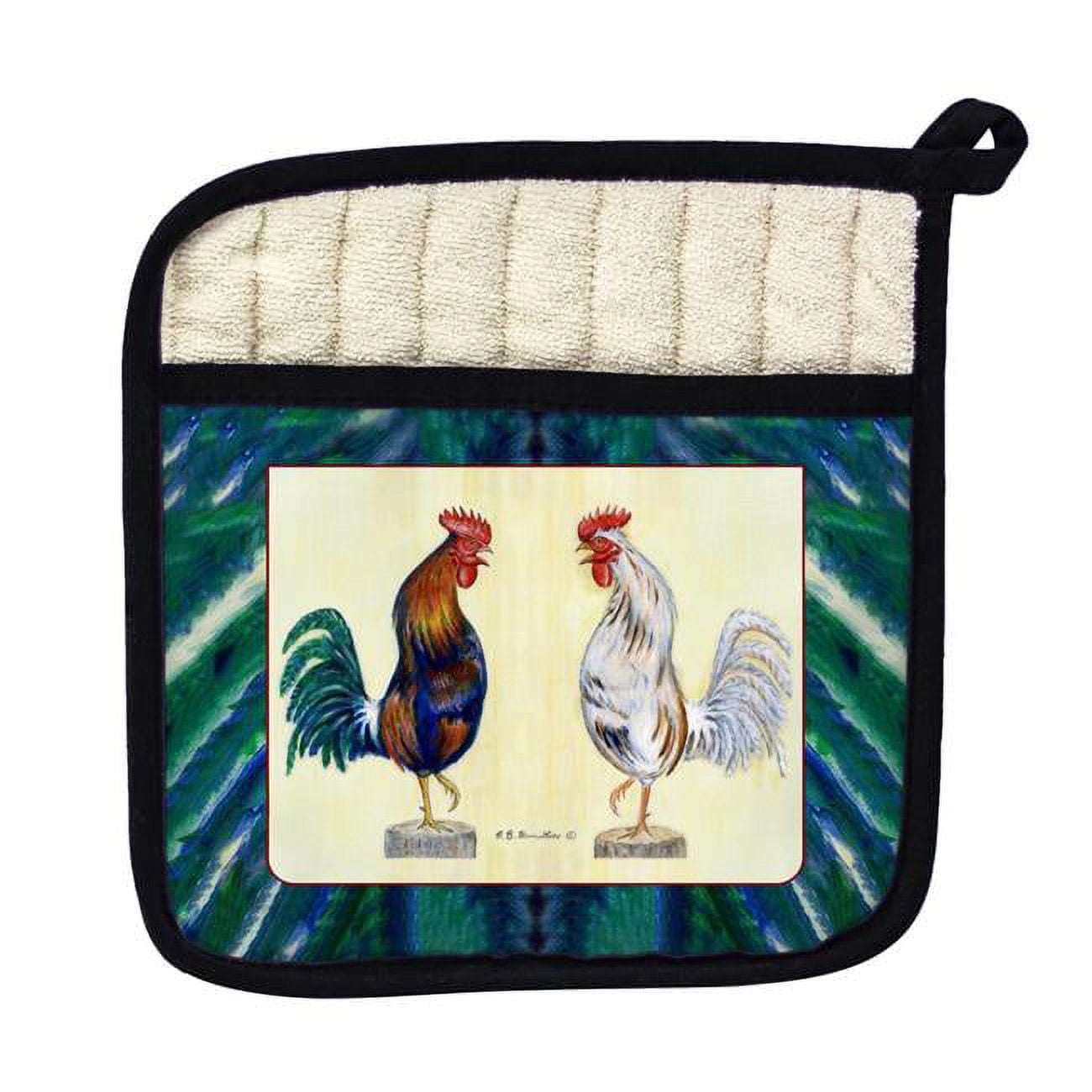 Picture of Betsy Drake PT037 Roosters Pot Holder