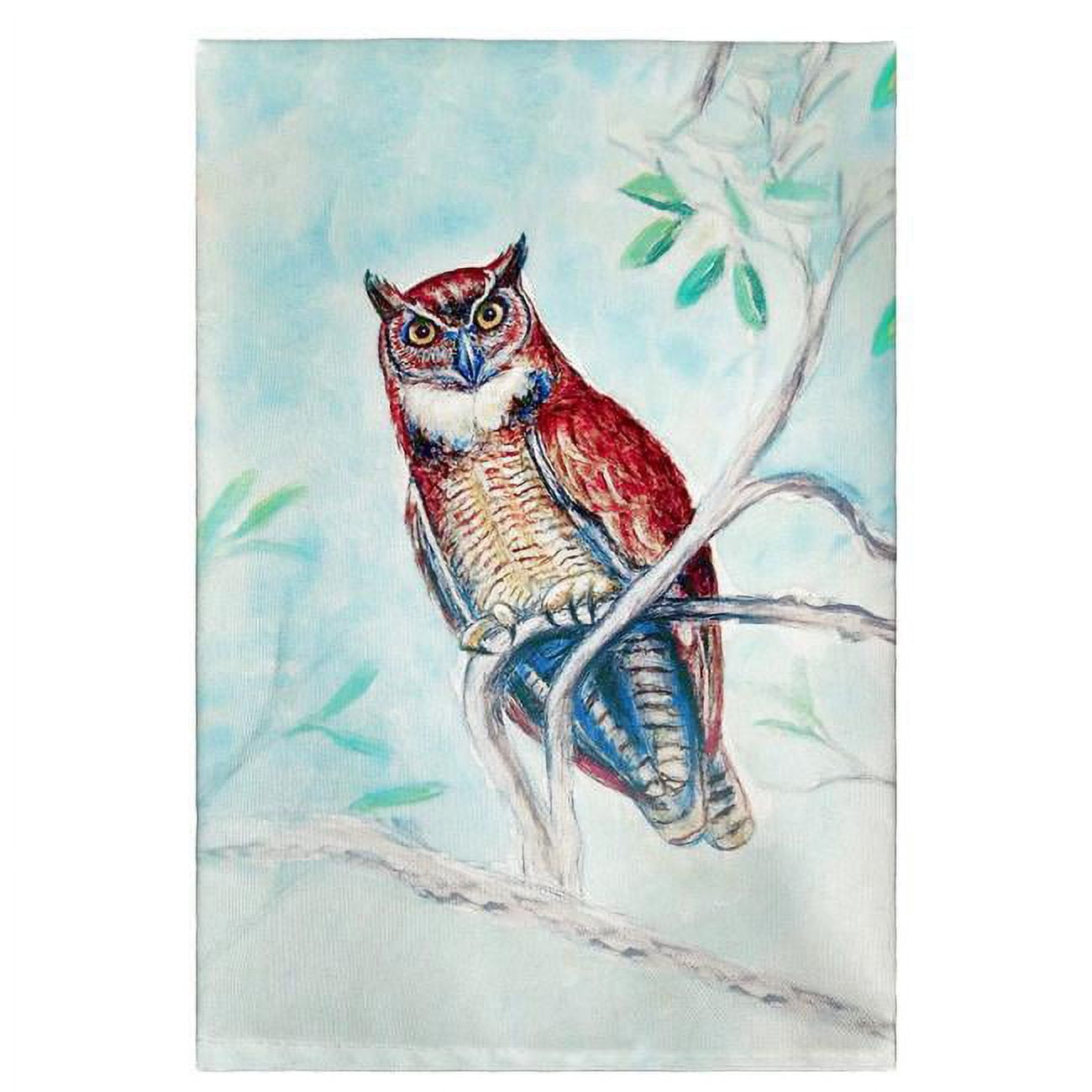 Picture of Betsy Drake GT732 Owl in Teal Guest Towel